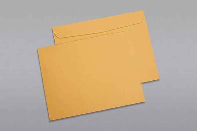 Limited Papers (TM) Booklet Envelopes, (Open Side) Brown Kraft, Gummed Seal, 28 Pound, Heavyweight, For Mailing And More. (100, 10 x 15)