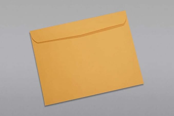 Limited Papers (TM) Booklet Envelopes, (Open Side) Brown Kraft, Gummed Seal, 28 Pound, Heavyweight, For Mailing And More. (250, 9 x 12)