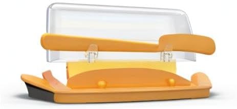 Butter Dishes with Lid for Countertop Refrigerator, Clear Butter Dish Plastic Flip Top Lid Butter Container with Spreader, Non-Slip Bottom Butter Holder Keeper (Transparent Cover Orange)