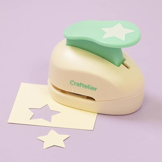 Craftelier - 1 Inch Star Hole Punch with Lever Press ā Star Hole Puncher for Paper Crafts | Punch for Scrapbooking, DIY Cards & Journals | Hole Punch Shapes for Paper & Cardstock.