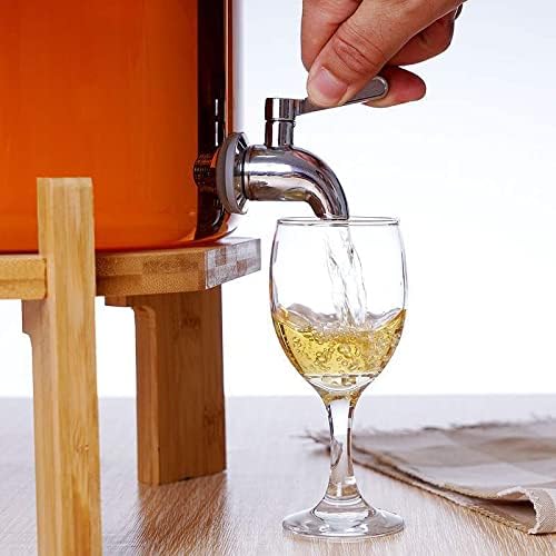 Glass Drink Dispenser, 2.9 gallons, With faucet wood stand Easy flow control, great for parties, bars & restaurants Large Glass Cold Beverage Dispensers.(2.9 gallon)