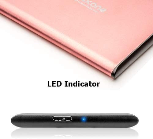 Maxone 250GB Ultra Slim Portable External Hard Drive HDD USB 3.0 Compatible with PC, Laptop, Rose Pink