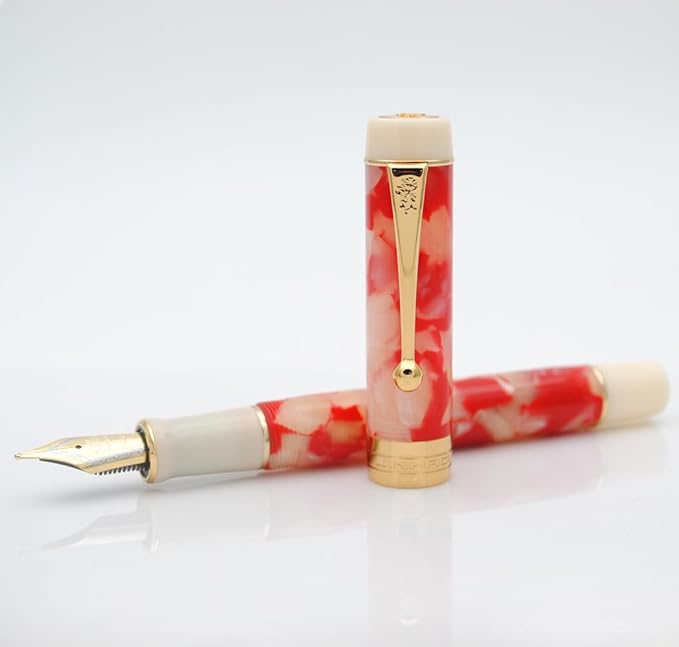 JINHAO 100 Fountain Pen with Ink Converter (Medium Nib 0.7mm, Red White Koi-A)