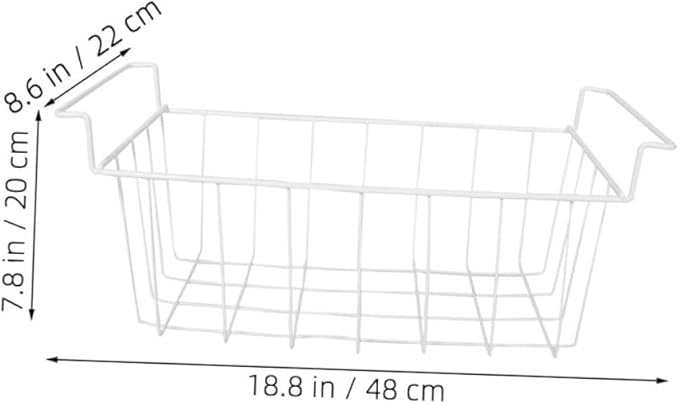 Heavy-duty Metal Freezer Storage Basket Organizer with Handle Hanging Wire Bins for Chest and Upright Freezers Refrigerator Dividers for Kitchen Pantry Organization