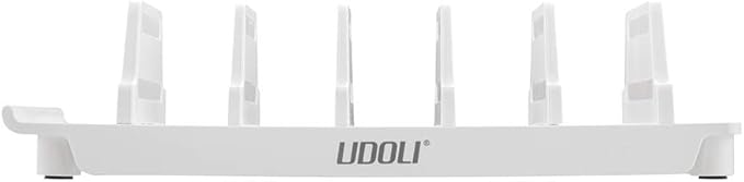 Adjustable Universal Cell Phone Dock Stand Holder, Tablet Organizer Multi Device Desktop Stand for iPhone Samsung Galaxy Google Nexus Kindle - No Charging Port (White)