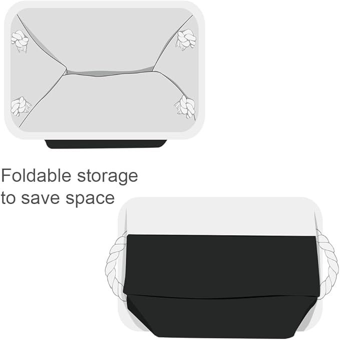 TheWarmHome Storage Basket for Organizing - 3 Pack 13.8x9.8x6.7 inch Medium Collapsible Storage Bin for Shelves with Handles Organizer Closet Cubes Cloth Gift Toy (White & Black)
