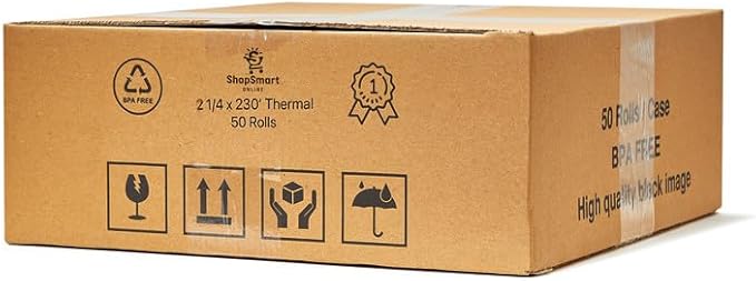 2 1/4” x 230' Thermal Receipt Paper Rolls Compatible with Most Samsung, Sharp, and Royal Alpha Cash Registers (Pack of 50)