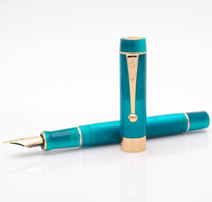 JINHAO 100 Fountain Pen with Ink Converter (Medium Nib 0.7mm, Peacock Blue)