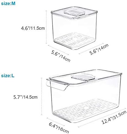 Slideep Fridge Produce Saver Food Storage Bin Containers, Stackable Refrigerator Freezer Organizer Bins with Removable Drain Tray, Fridge Fresh Keeper for Veggie, Berry, Fruits, Vegetables 6 Pack