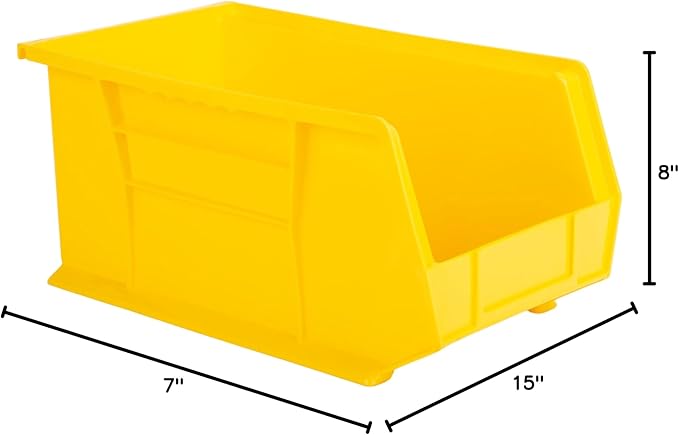 Hudson Exchange 15" x 8" x 7" Plastic Stackable Storage Bin and Hanging Container (Yellow, 1 Pack)