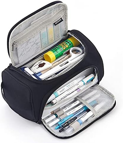 HVOMO Big Capacity Pencil Case High Large Storage Pouch Marker Pen Case Travel Simple Stationery Bag School College Office Organizer for Teens Girls Adults Student(Black)