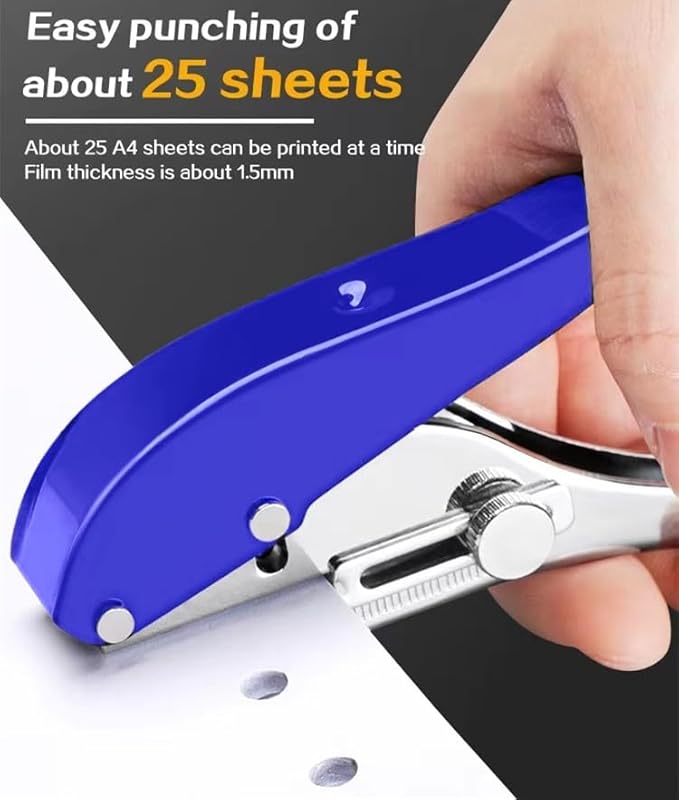 Single Hole Punch Heavy Duty Hole Puncher Single Handheld Paper Punch Small Hole Puncher One Hole Punch for Crafts Paper Cards Tags Scrapbook Plastic Cardboard-5/16 inch-8mm, Blue