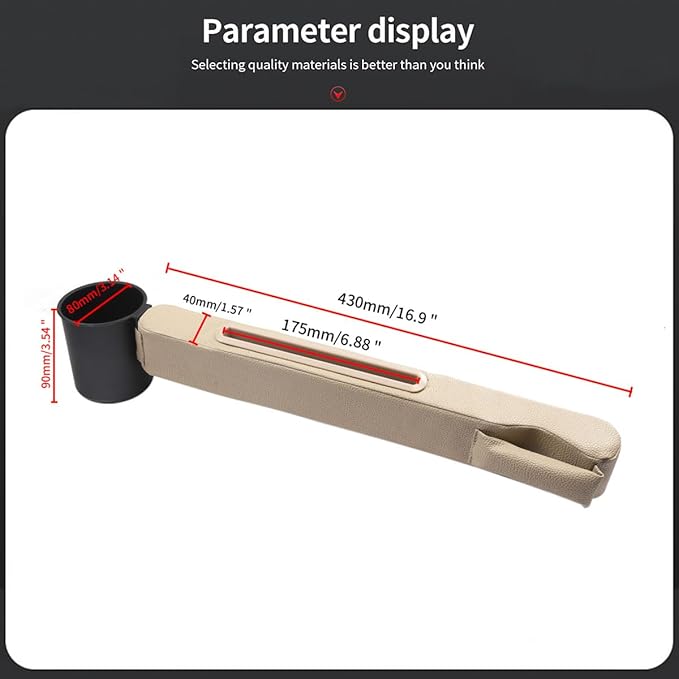 2 Pack Car Seat Gap Filler with Storage Box,Fill The Gap Between Seat and Console,Car Console Gap Filler,Prevent Things from Dropping,Convenient to Storage Keys and Phone(Beige)