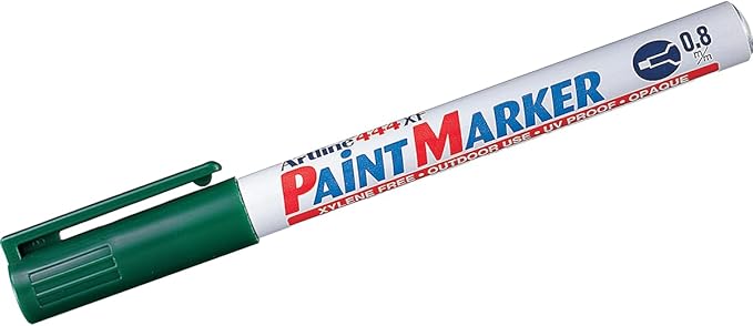 Artline 444XF Paint Markers for Wood, Plastic, and Canvas, Waterproof Marker for Indoor & Outdoor Applications, Opaque Permanent Markers with 0.8mm Bullet Tip - Green, 12 Pack