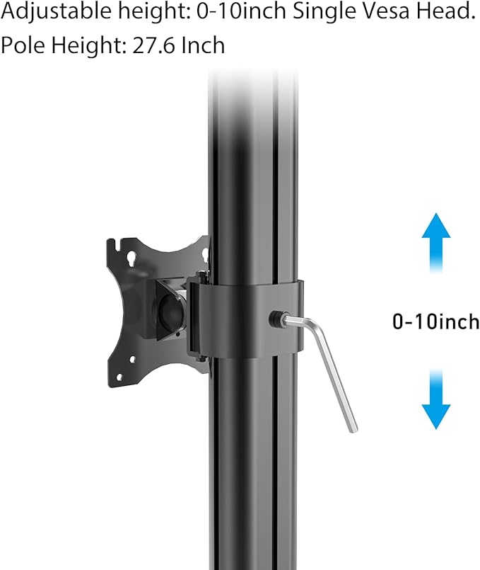 BEWISER Dual Monitor Stand Desk Mount- Vertical Heavy Duty Monitor Riser Fits Two 17 to 49 Inch Screen with Swivel, Tilt, Height Adjustable,weight capacity up to 33 lbs,BL200-B