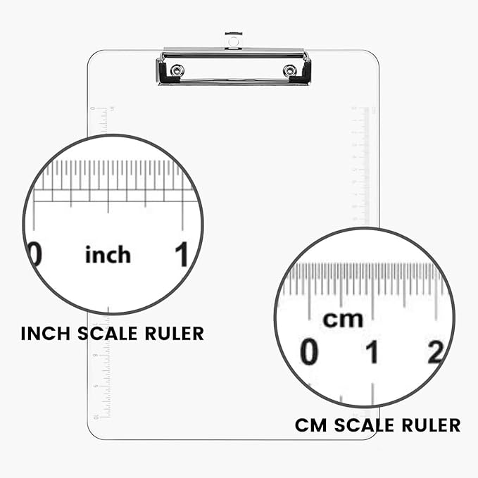 PERFORMORE Clear Acrylic Clipboards 6-Pack | 12ā x 9ā Letter-Size Writing Boards | Durable Transparent Plastic with Silver Low-Profile Clips | Ideal for Office, School, Events, and Seminars