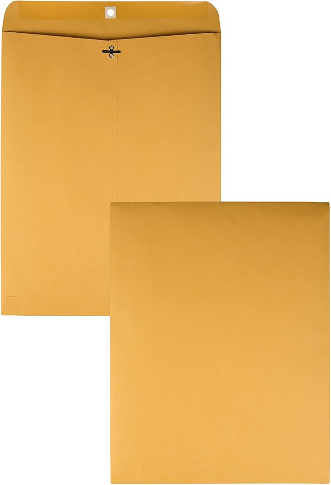 Quality Park 12 x 15-1/2 Clasp Envelopes, Clasp and Gummed Closures, for Oversized Papers & 6 x 9 Clasp Envelopes, Clasp and Gummed Closures for Storing or Mailing