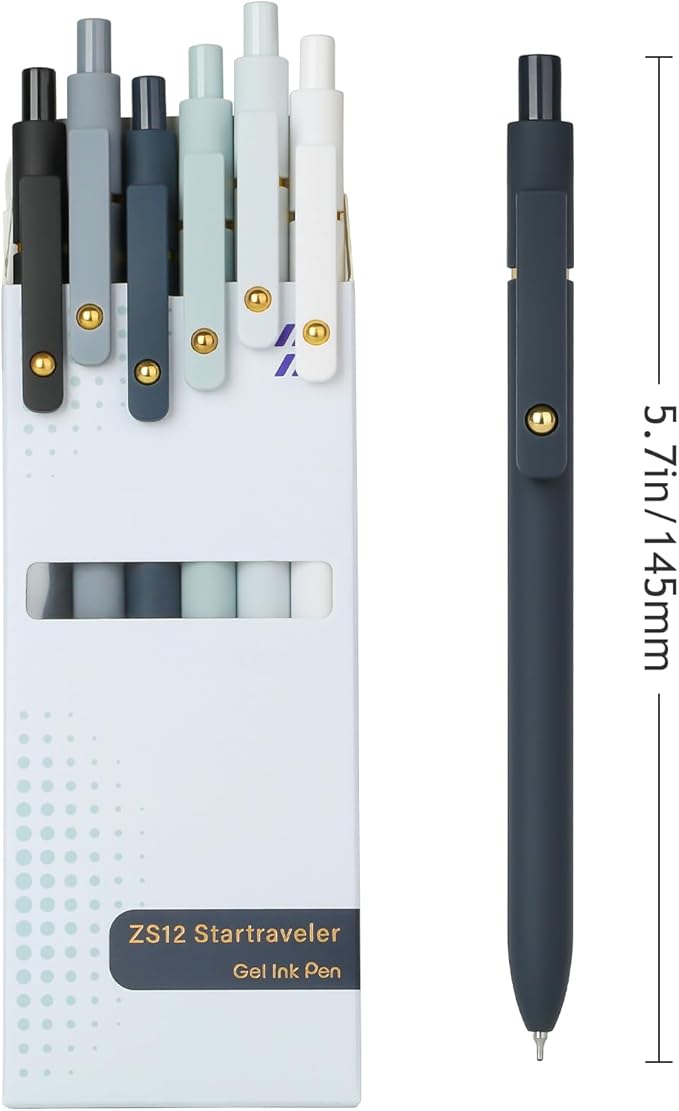 Ddaowanx Gel Pens, 0.7mm Quick Dry Black Ink,Fine Point Smooth Writing Pens,Office School Supplies,Gifts for Women Man(6Pcs Black White Gray, Black)