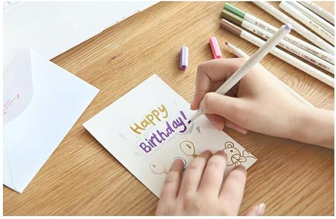 YUANCHENG Metallic Marker Pens, Set of 12 Colors Fine Point Metallic Marker Pens for Black Paper, Rock Painting, Easter Egg, Halloween Pumpkin, Card Making, Ceramics, DIY Photo Album