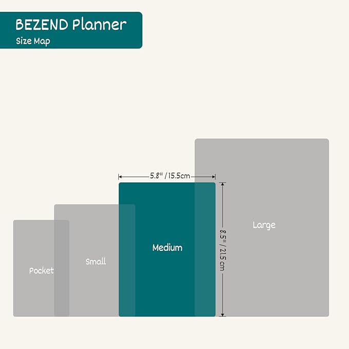 BEZEND Weekly Planner 2025-2026 with 2 Columns, 5.8" x 8.5" Academic Calendar 18 Months (Jul 25-Dec 26) Life Work Appointment Book with Monthly Tab, PU Leather Softcover Spiral - Fruit Green