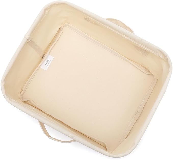 Foldable Storage Bins with Lids Cotton Canvas Rectangular Storage Box Ideal for Organization Lightweight and Durable (9.45 x 7.48 x 5.91)