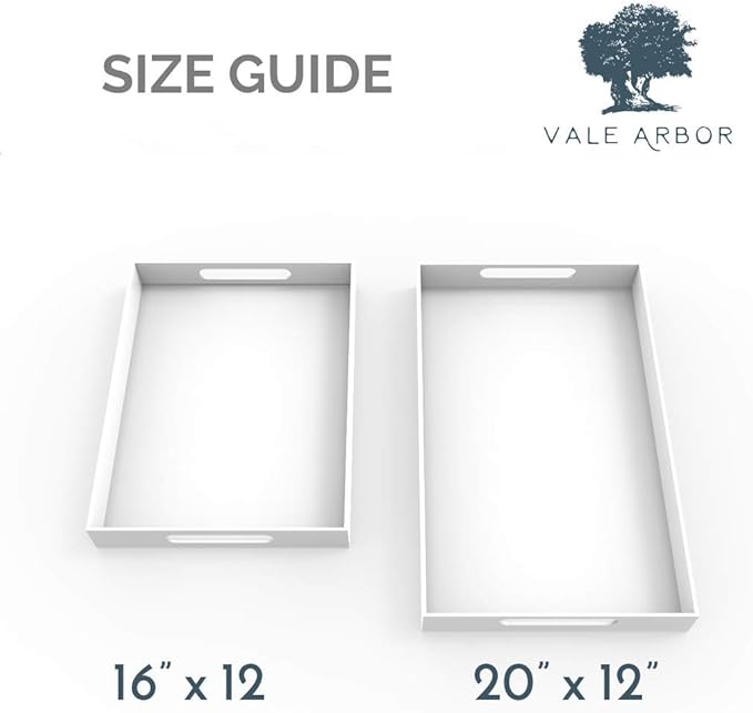 Clear Acrylic Serving Tray for Vanity, Bathroom, Ottoman, Desk and Décor with Handles (Rectangle, Large)