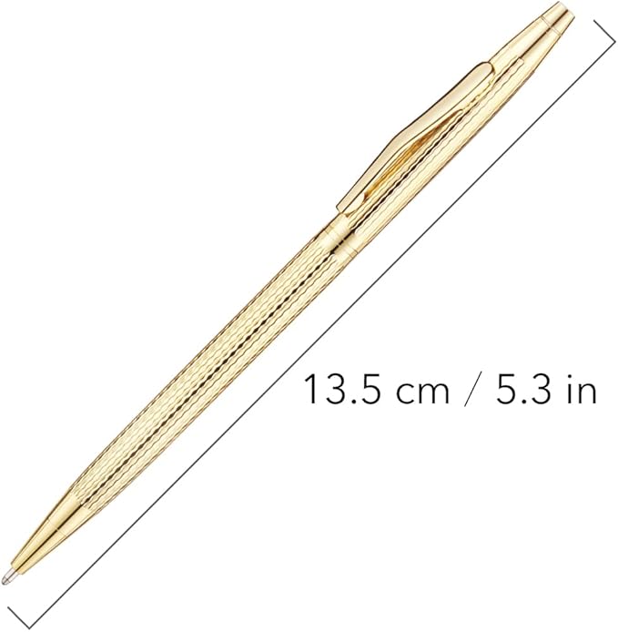 Unibene Slim Metallic Retractable Ballpoint Pens - Carved Gold, Nice Gift for Business Office Students Teachers Wedding Christmas, Medium Point(1 mm) 6 Pack-Black ink