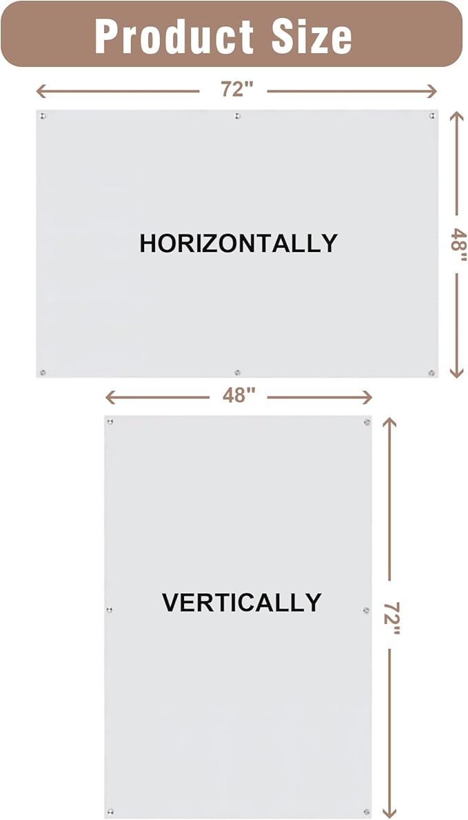 Magnetic Glass Whiteboard,72"x48" Wall Mounted Frameless Dry Erase Board for Office, Home & School Ultra White
