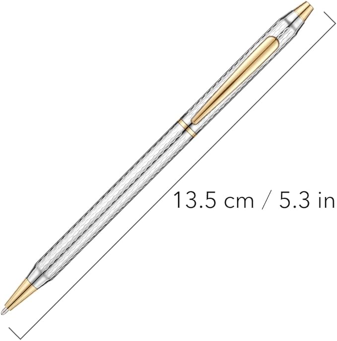 Unibene Slim Metallic Retractable Ballpoint Pens - Carved Chrome & Gold, Nice Gift for Business Office Students Teachers Wedding Christmas, Medium Point(1 mm) 6 Pack-Black ink