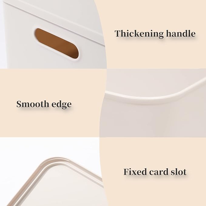 Plastic Storage Baskets With Lid Organizing Container Lidded Knit Storage Organizer Bins for Shelves Drawers Desktop Closet Playroom Classroom Office (4XL+2L, Light grey)