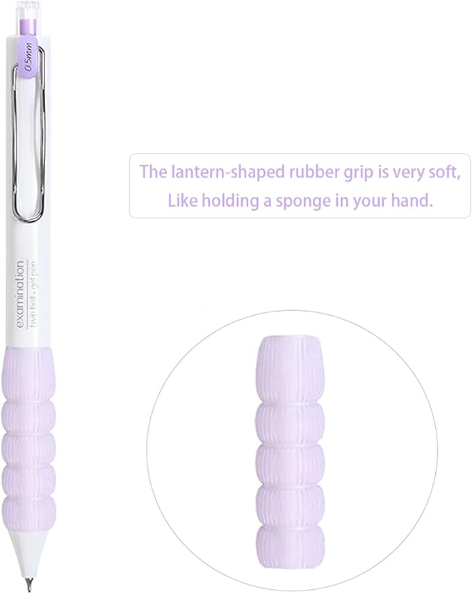 PapaBear Black gel pen, Lantern Shaped Grip, Student Examination Special Pen, Retractable Ballpoint Pen, Fashionable Elegant pen, 6-Pack