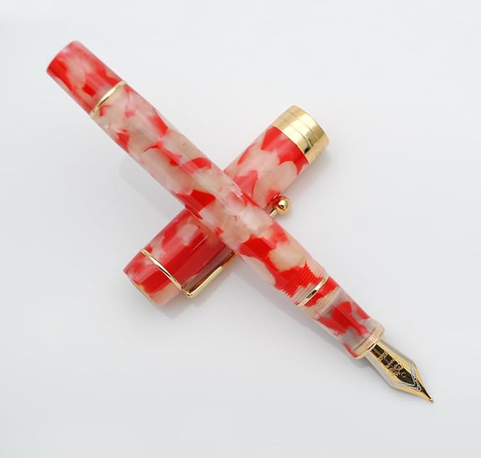 JINHAO 100 Fountain Pen with Ink Converter (Medium Nib 0.7mm, Red White Koi)
