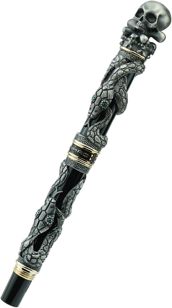 Jinhao Black Snake Fountain Pen Fine Nib with Skull Head Solid Metal