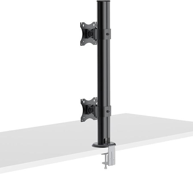 BEWISER Dual Monitor Stand Desk Mount- Vertical Heavy Duty Monitor Riser Fits Two 17 to 49 Inch Screen with Swivel, Tilt, Height Adjustable,weight capacity up to 33 lbs,BL200-B