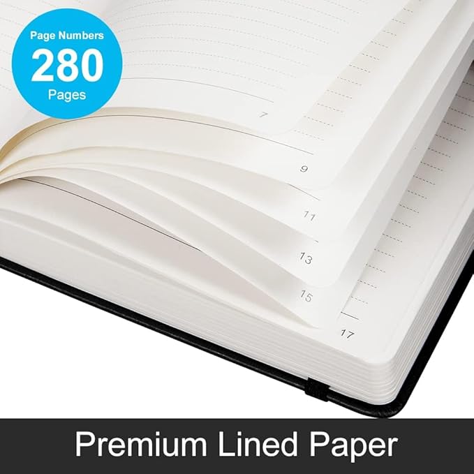 KaiRuiYing Lined Journal Notebook, 320 Pages, 5.5'' × 8.6'' A5 Size, College Ruled, 100 GSM Thick Paper, Leather Hardcover Bullet Journal for Men & Women Available for Writing, Work, Office, Diary and Back to Shool