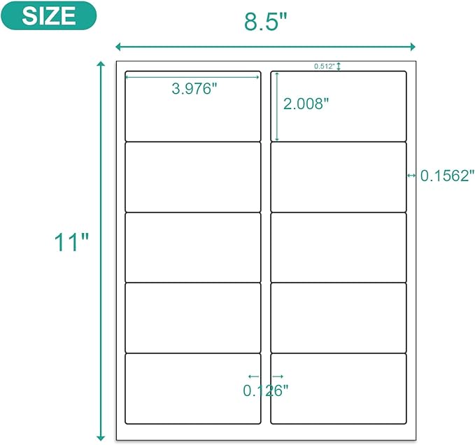 MFLABEL 2000ct 2x4 Inch Shipping Labels - 8.5"x11" Sheets (200 Sheets) for Laser/Inkjet Printers | Matte White Adhesive FBA Labels, Address & Barcode Stickers for Packages, Envelopes & Organizing