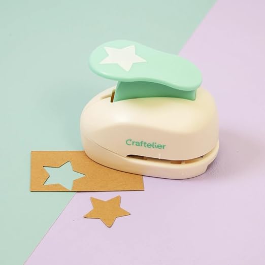 Craftelier - 1 Inch Star Hole Punch with Lever Press ā Star Hole Puncher for Paper Crafts | Punch for Scrapbooking, DIY Cards & Journals | Hole Punch Shapes for Paper & Cardstock.