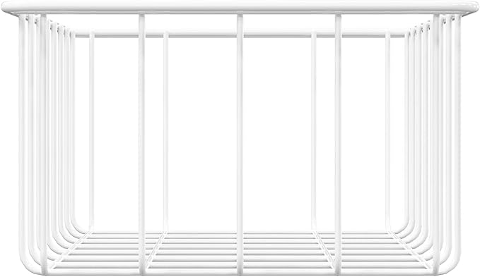 17.5'' Chest Freezer Organizer Basket, Sturdy Metal Wire Pantry Freezer Baskets, Deep Freezer Basket Storage Rack Bins, White, Set of 2