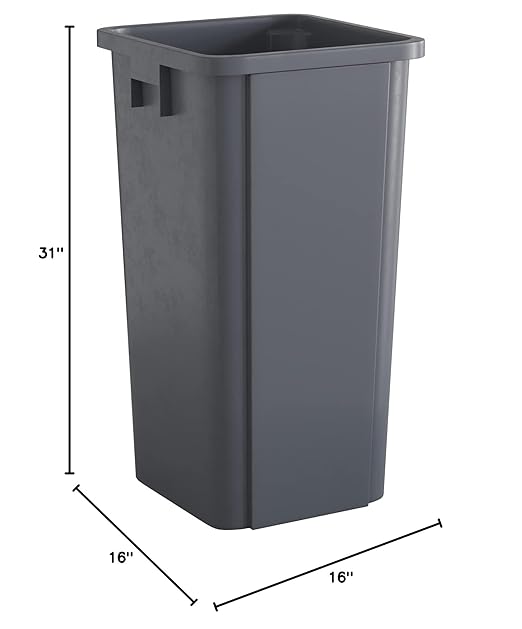 23 Gallon Grey Square Commercial Trash Can