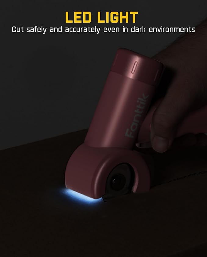 Fanttik C8 Nano Cordless Electric Scissors with LED Display, Rechargeable Cardboard Cutter with 2 Blades, EasySwap Blade Change, LED Light, for Thin Cardboard Carpet Leather - Pink