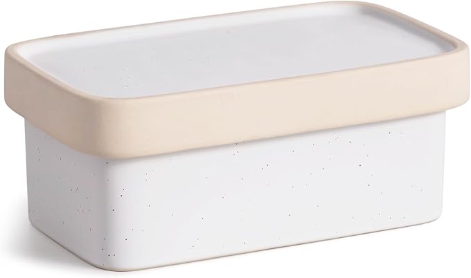 Ceramic Butter Dish with Lid,Large Butter Dish for Countertop, double-sided usable design,Suitable for fresh spreadable butter, butter container holder for kitchen and home decor.