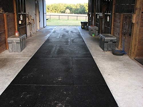 American Floor Mats - Heavy Duty Stall Tiles - Stable/Horse Tiles - Thick, Durable Rubber Flooring Solid Black 10' x 20' Set 3/4" Thick (50 Tiles Total)
