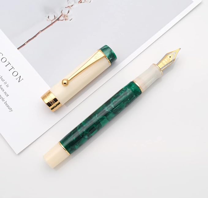 JINHAO 100 Fountain Pen with Ink Converter (Medium Nib 0.7mm, Deep Sea Green-A)