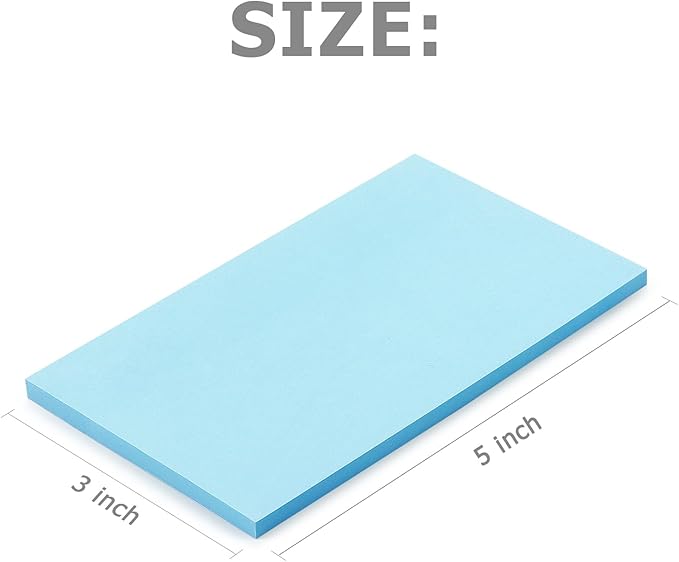 Winner Aura Sticky Notes 3x5 inch Bright Colors Self-Stick Pads 8 Packs 400 Sheets