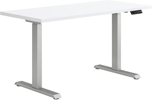 HON Coze Electric Standing Desk Adjustable Height, Coordinate Height Adjustable Desk, 54", White Top, Silver Base