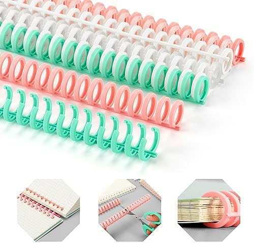 Binding Spines/Coils/Combs: Open & Close Easily Adding Pages for Notebook ,Worklion Binding Machine 30 Ring Diameter 3/8"Binding Combs, Maximum 65 Sheets Multicolor Trimmable Sturdy 10pieces