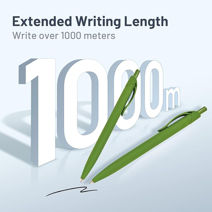 BallPoint Pens, 50 Pack (BLACK Ink),Bulk Pens, Green Barrel,Click Pens for Office Home and School, Retractable Ballpoint Pens, Medium Point, 1.00MM (Green)