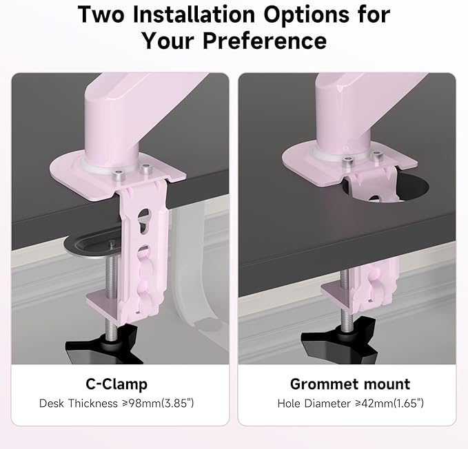 Suptek Monitor Mount Gas Spring Monitor Arm Desk Mount Fully Adjustable Fits 17-32 inch Monitors Weight Capacity up to 22 lbs,Pink(MD8PINK)