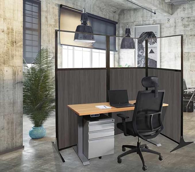 Versare Office Workstation Screen | Portable Wall Divider | Modern Cubicle | Freestanding Privacy Screen | Flexible Work Space | 1 Panel | 33" Wide x 70" Tall Black SoundSorb Panels