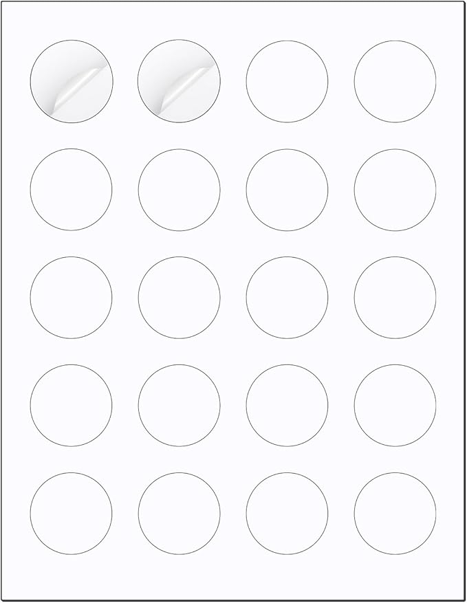 Methdic 1.5" Diameter High Visibility Printable Round Labels,Matte White,600 Customizable Blank Stickers